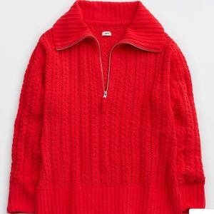 Aerie Cable Car Quarter Zip Sweater